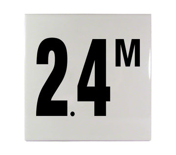 2.4 M Ceramic Smooth Tile Depth Marker 6 Inch x 6 Inch with 4 Inch Lettering