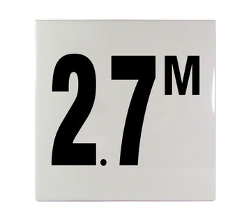 2.7 M Ceramic Smooth Tile Depth Marker 6 Inch x 6 Inch with 4 Inch Lettering