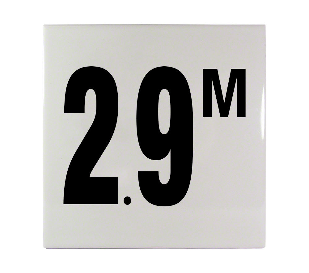 2.9 M Ceramic Smooth Tile Depth Marker 6 Inch x 6 Inch with 4 Inch Lettering