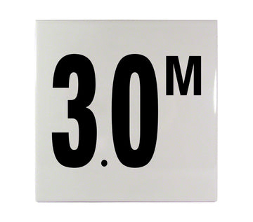 3.0 M Ceramic Smooth Tile Depth Marker 6 Inch x 6 Inch with 4 Inch Lettering