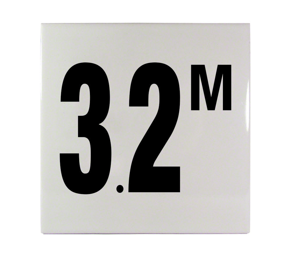 3.2 M Ceramic Smooth Tile Depth Marker 6 Inch x 6 Inch with 4 Inch Lettering