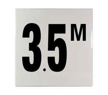 3.5 M Ceramic Smooth Tile Depth Marker 6 Inch x 6 Inch with 4 Inch Lettering