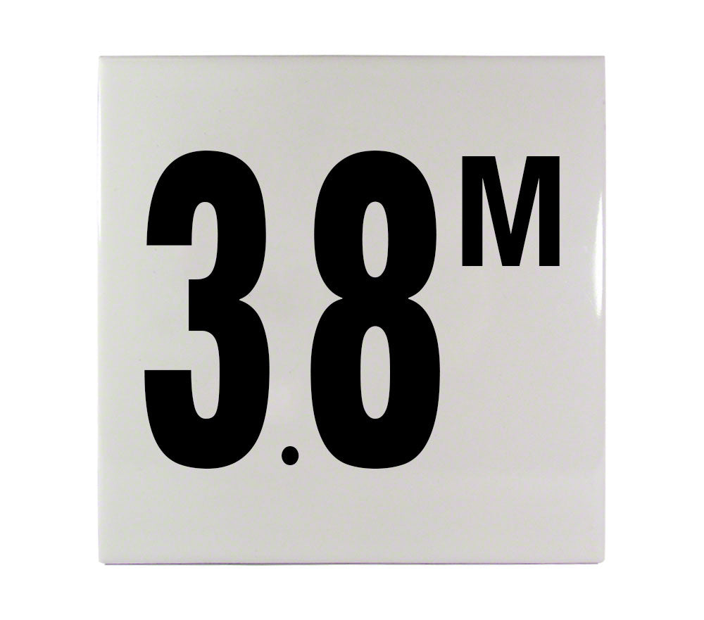 3.8 M Ceramic Smooth Tile Depth Marker 6 Inch x 6 Inch with 4 Inch Lettering