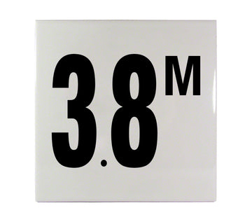 3.8 M Ceramic Smooth Tile Depth Marker 6 Inch x 6 Inch with 4 Inch Lettering