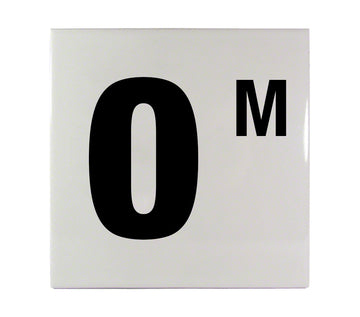 0 M Ceramic Smooth Tile Depth Marker 6 Inch x 6 Inch with 4 Inch Lettering