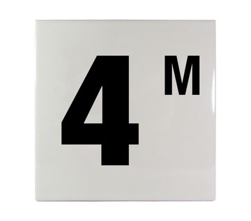4 M Ceramic Smooth Tile Depth Marker 6 Inch x 6 Inch with 4 Inch Lettering