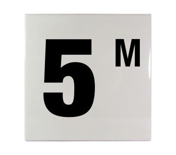 5 M Ceramic Smooth Tile Depth Marker 6 Inch x 6 Inch with 4 Inch Lettering