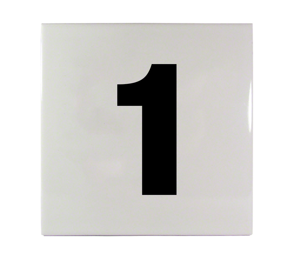 1 Ceramic Smooth Tile Depth Marker 6 Inch x 6 Inch with 4 Inch Lettering