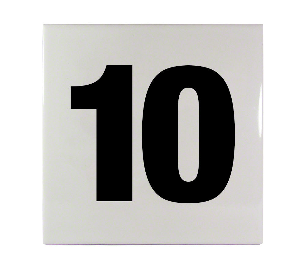 10 Ceramic Smooth Tile Depth Marker 6 Inch x 6 Inch with 4 Inch Lettering