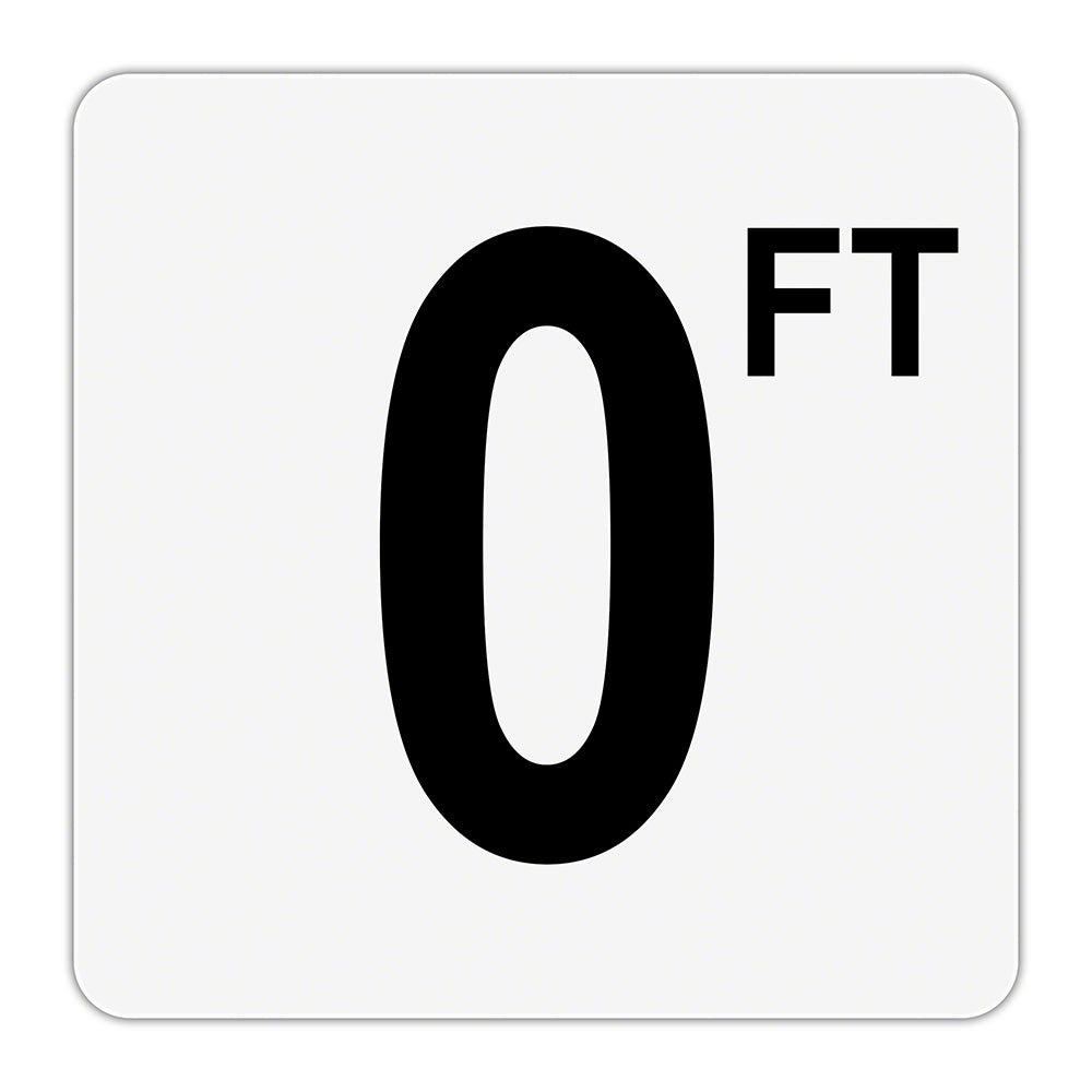 0 FT - Plastic Overlay Depth Marker - 6 x 6 Inch with 4 Inch Lettering