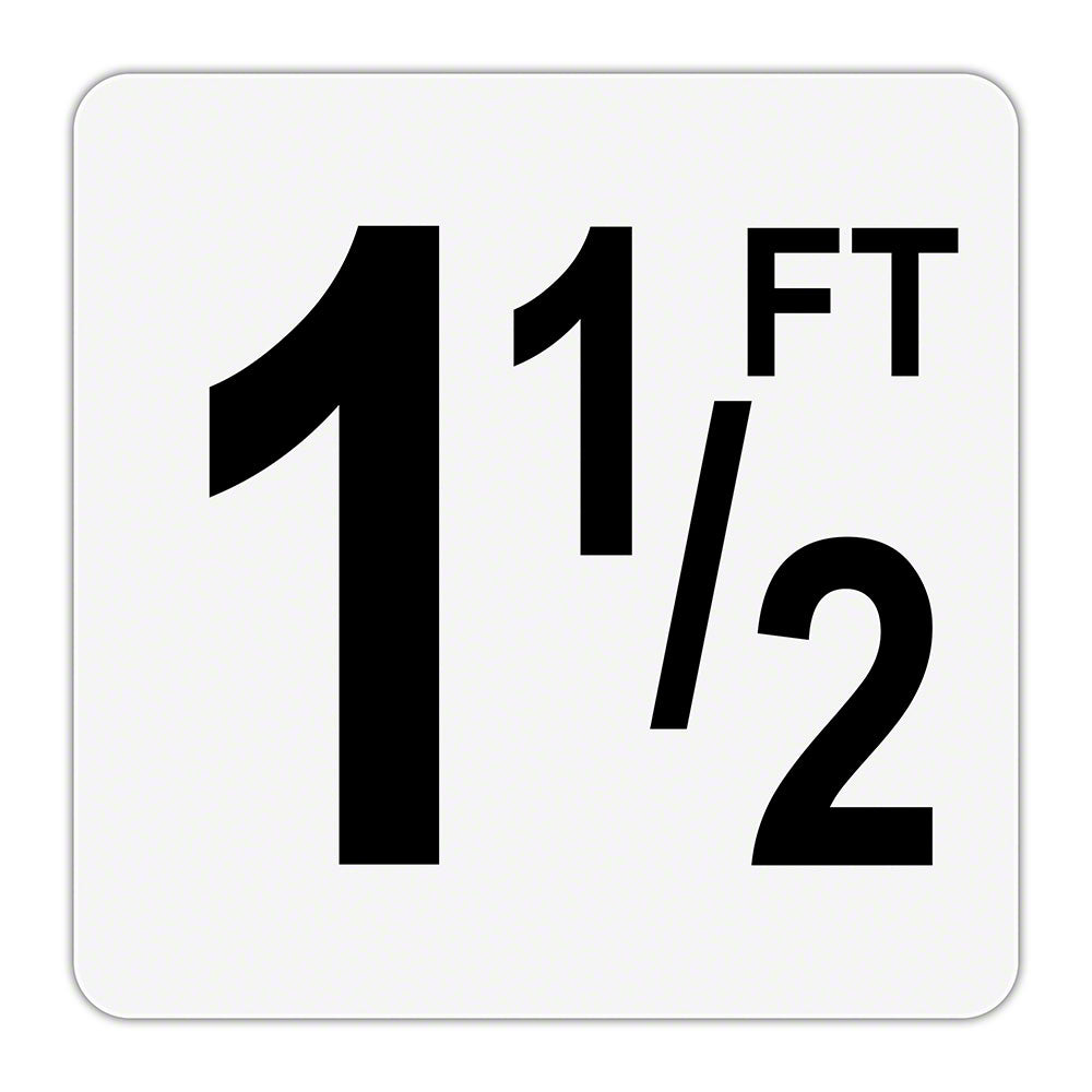 1 1/2 FT - Plastic Overlay Depth Marker - 6 x 6 Inch with 4 Inch Lettering