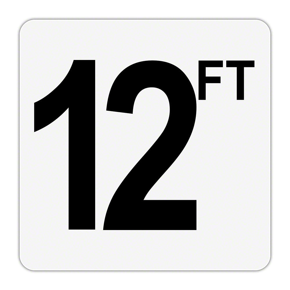 12 FT - Plastic Overlay Depth Marker - 6 x 6 Inch with 4 Inch Lettering