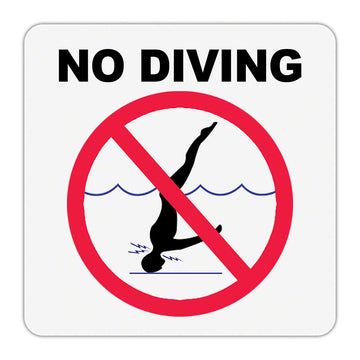 NO DIVING With Symbol - Plastic Overlay Depth Marker - 6 x 6 Inch
