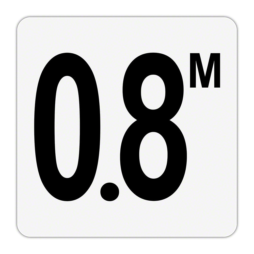 0.8 M - Plastic Overlay Depth Marker - 6 x 6 Inch with 4 Inch Lettering
