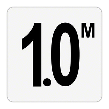 1.0 M - Plastic Overlay Depth Marker - 6 x 6 Inch with 4 Inch Lettering