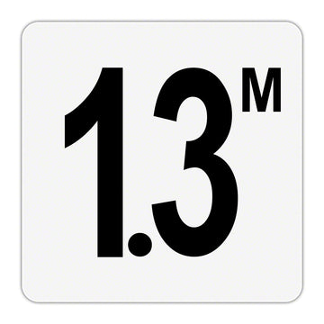 1.3 M - Plastic Overlay Depth Marker - 6 x 6 Inch with 4 Inch Lettering