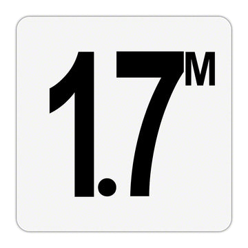 1.7 M - Plastic Overlay Depth Marker - 6 x 6 Inch with 4 Inch Lettering