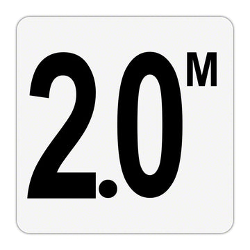 2.0 M - Plastic Overlay Depth Marker - 6 x 6 Inch with 4 Inch Lettering