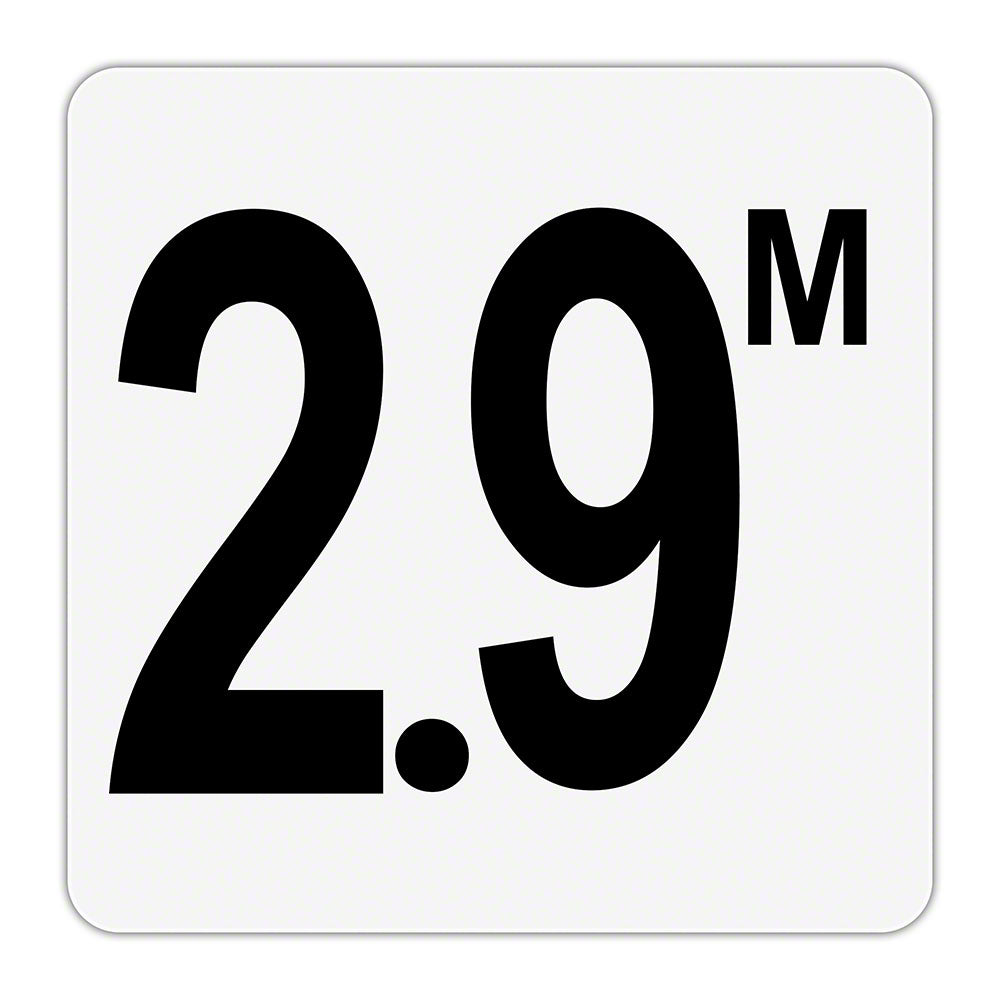 2.9 M - Plastic Overlay Depth Marker - 6 x 6 Inch with 4 Inch Lettering