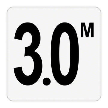 3.0 M - Plastic Overlay Depth Marker - 6 x 6 Inch with 4 Inch Lettering