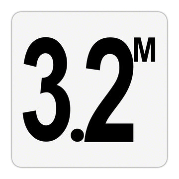 3.2 M - Plastic Overlay Depth Marker - 6 x 6 Inch with 4 Inch Lettering
