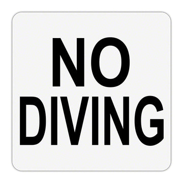 NO DIVING Message - Plastic Overlay Depth Marker - 6 x 6 Inch