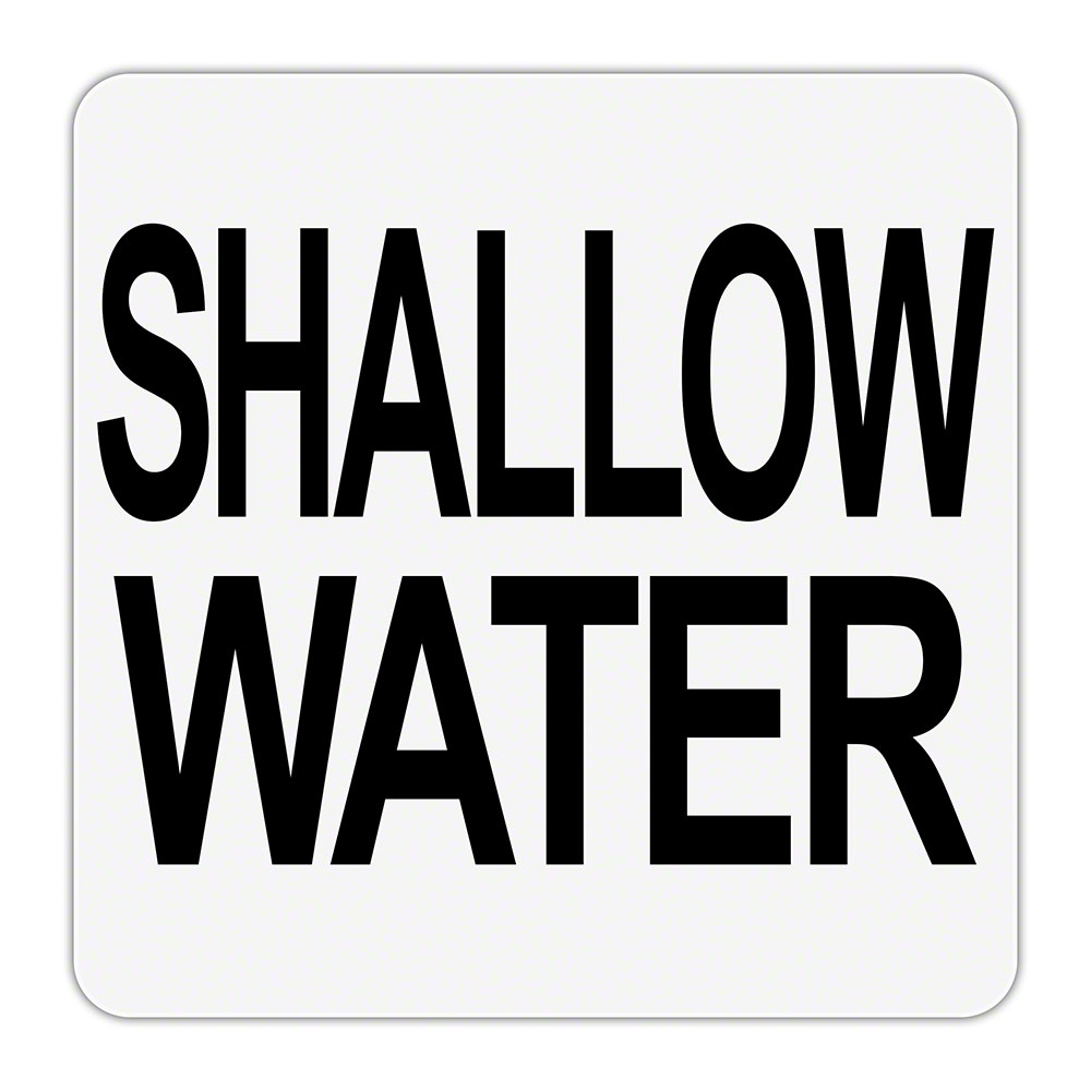 Shallow Depth Sign SHALLOW WATER Message Plastic Overlay Pool Depth Marker - 6x6 Inch ...