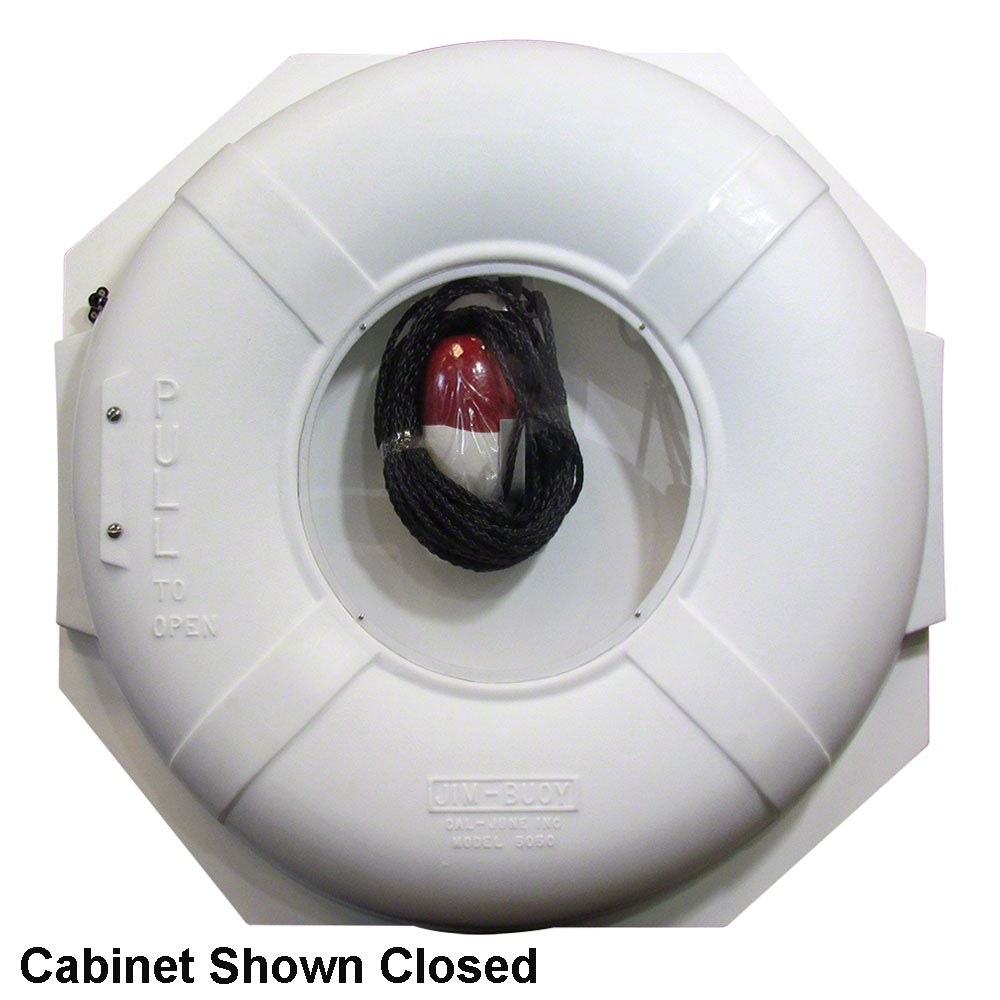 Safety Station Cabinet Equipped With 30 Inch USCG Life Ring Buoy and Throw Line - White