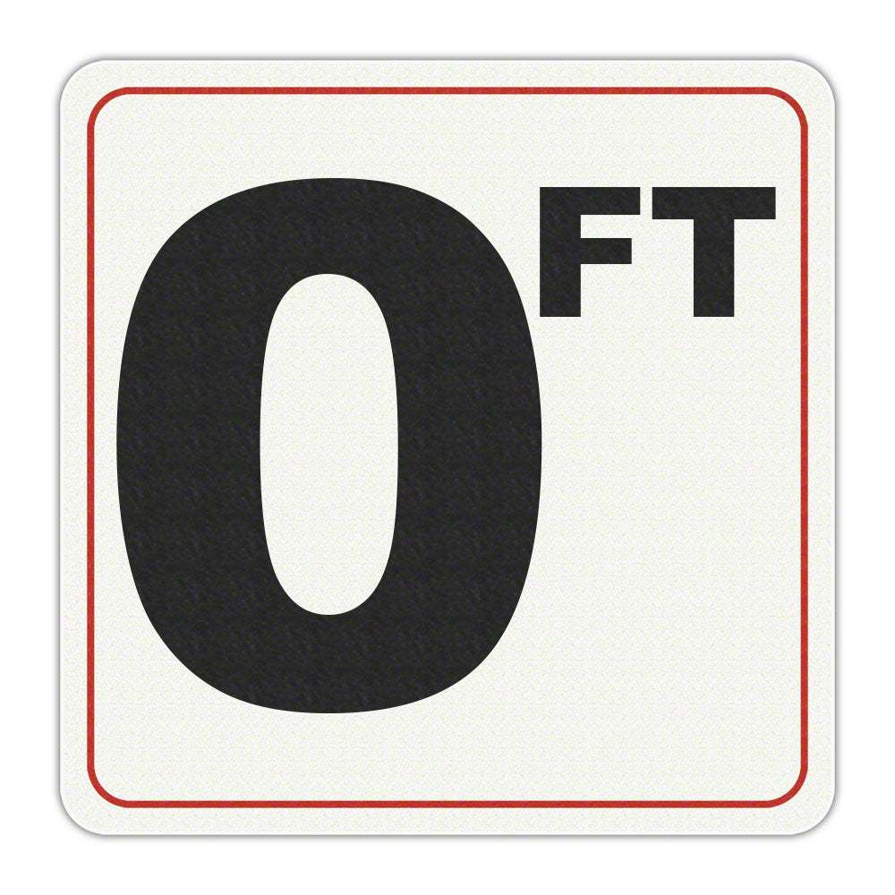 0 FT - Adhesive Depth Marker - 6 Inch x 6 Inch with 4 Inch Lettering