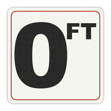 0 FT - Adhesive Depth Marker - 6 Inch x 6 Inch with 4 Inch Lettering