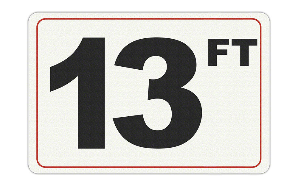 13 FT - Adhesive Depth Marker - 9 Inch x 6 Inch with 4 Inch Lettering