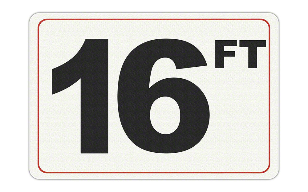 16 FT - Adhesive Depth Marker - 9 Inch x 6 Inch with 4 Inch Lettering
