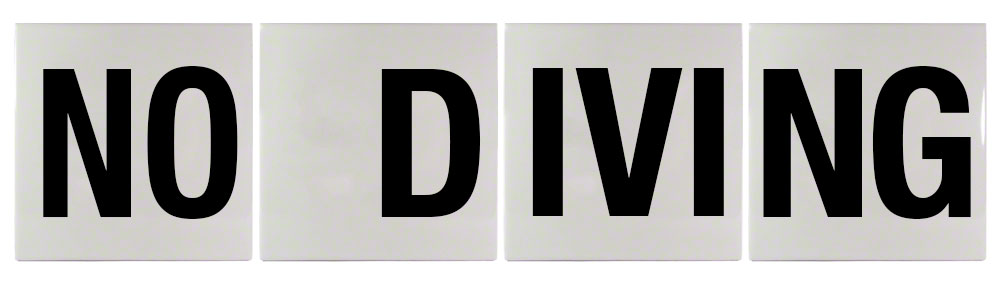 NO DIVING 4 Tile Message Ceramic Smooth Tile Depth Marker 6 Inch x 6 Inch