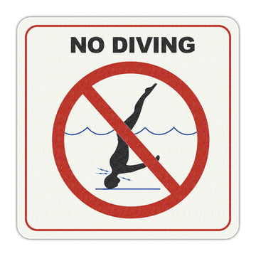 NO DIVING with International Symbol - Adhesive Depth Marker - 8 Inch x 8 Inch