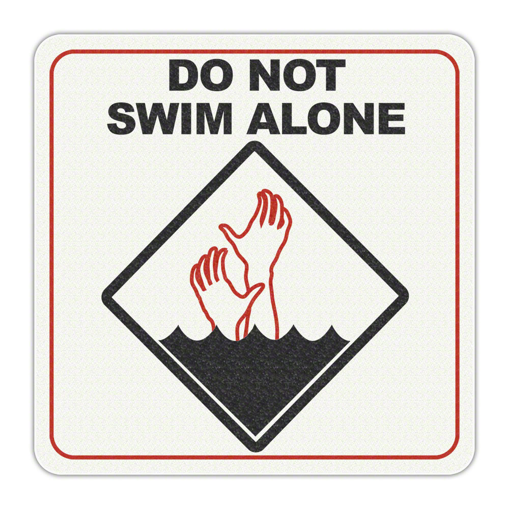 DO NOT SWIM ALONE with Symbol - Adhesive Depth Marker - 6 inch x 6 Inch