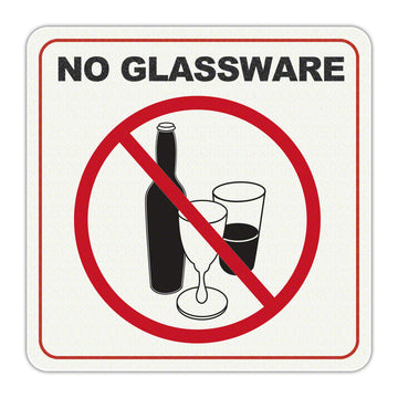 NO GLASSWARE with Symbol - Adhesive Depth Marker - 6 Inch x 6 Inch