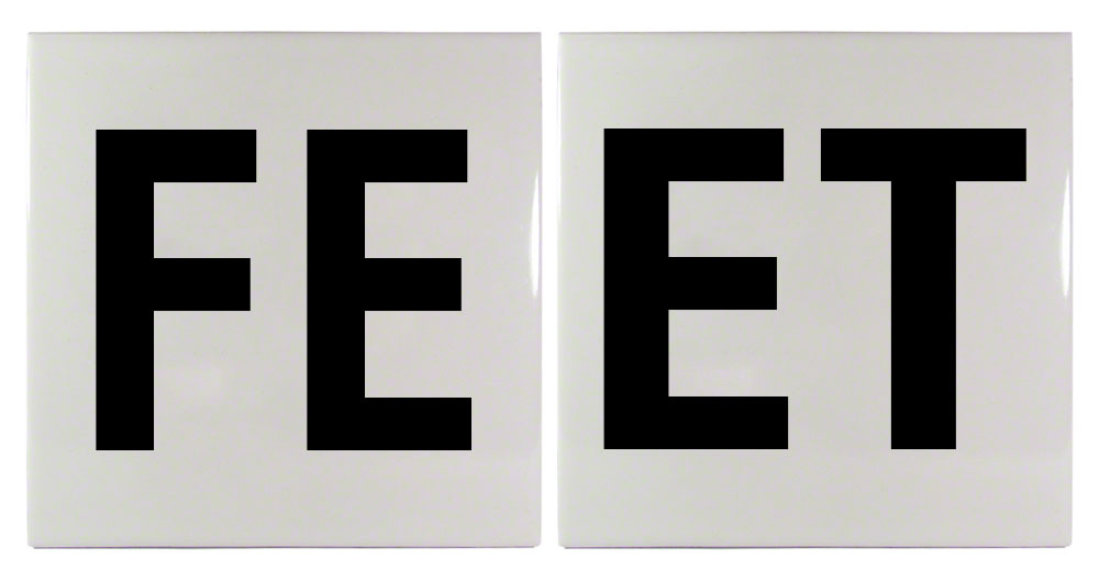 FEET 2 Tile Message Ceramic Smooth Tile Depth Marker 6 Inch x 6 Inch