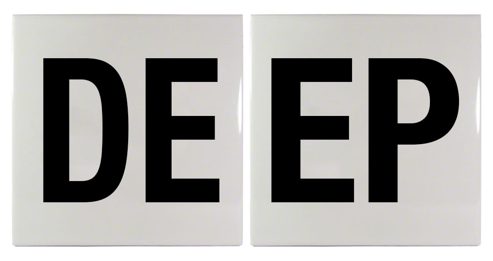 DEEP 2 Tile Message Ceramic Smooth Tile Depth Marker 6 Inch x 6 Inch