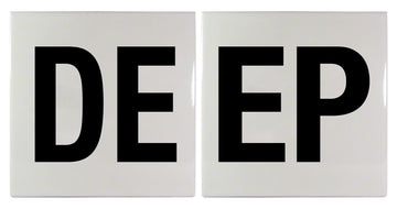DEEP 2 Tile Message Ceramic Smooth Tile Depth Marker 6 Inch x 6 Inch