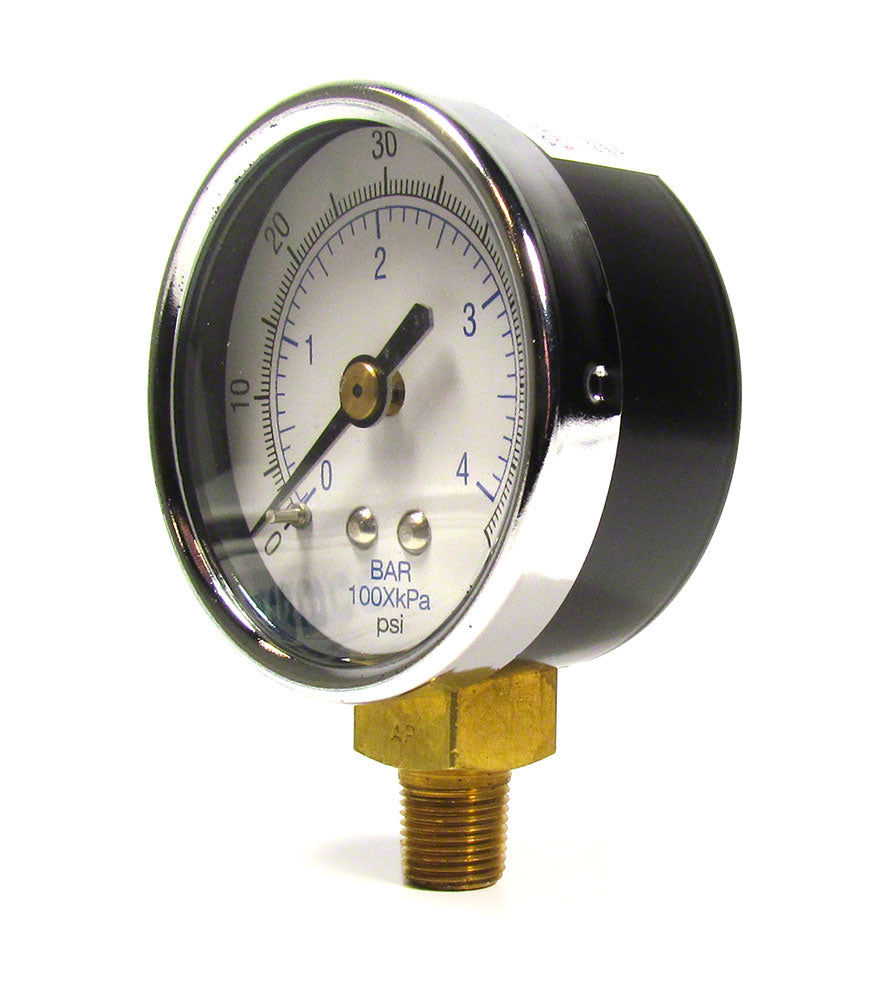 0 to 60 PSI Pressure Gauge - 1/4 Inch Bottom Mount - 2 Inch Face - Poly Case