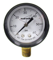 0 to 60 PSI Pressure Gauge - 1/4 Inch Bottom Mount - 2 Inch Face - ABS Case