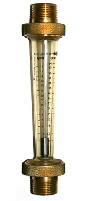 Small Body Flowmeter 1 Inch Brass Threaded End 1 to 10 GPM