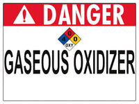 Danger Gaseous Oxidizer Sign - 24 x 18 Inches on Heavy-Duty Aluminum (Customize or Leave Blank)