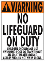 No Lifeguard Warning Sign (No Age Limit) - 18 x 24 Inches on Heavy-Duty Aluminum