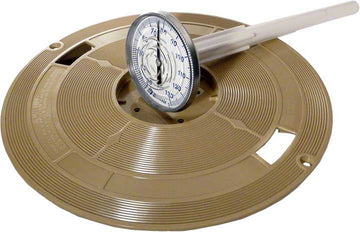 Skimmer Lid With Thermometer - 9-7/8 Inch Round - Almond