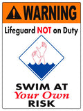 Swim at Your Own Risk Warning Sign (No Lifeguard) - 18 x 24 Inches on Styrene Plastic