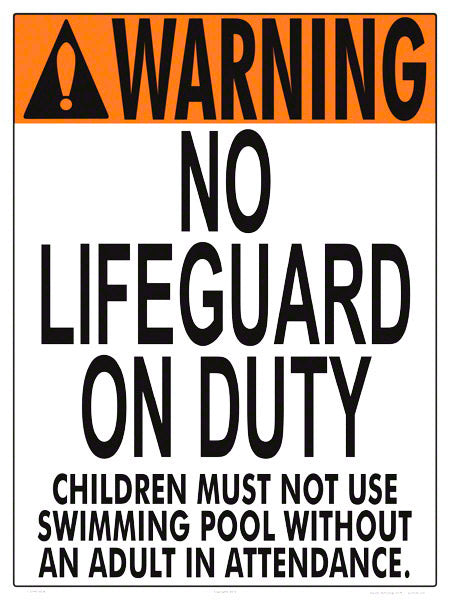 Minnesota No Lifeguard Warning Sign (No Age Limit) - 18 x 24 Inches on Styrene Plastic