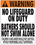 Utah No Lifeguard Warning Sign (14 Years and Under) - 24 x 30 Inches on Heavy-Duty Aluminum