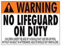 Virginia/West Virgnia No Lifeguard Warning Sign (14 Years and Under) - 24 x 18 Inches on Heavy-Duty Aluminum