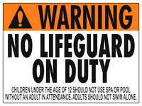 Iowa/Washington No Lifeguard Warning Sign (12 Years and Under) - 24 x 18 Inches on Styrene Plastic
